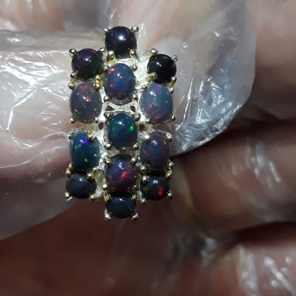 Black Opal Cluster Earrings U5